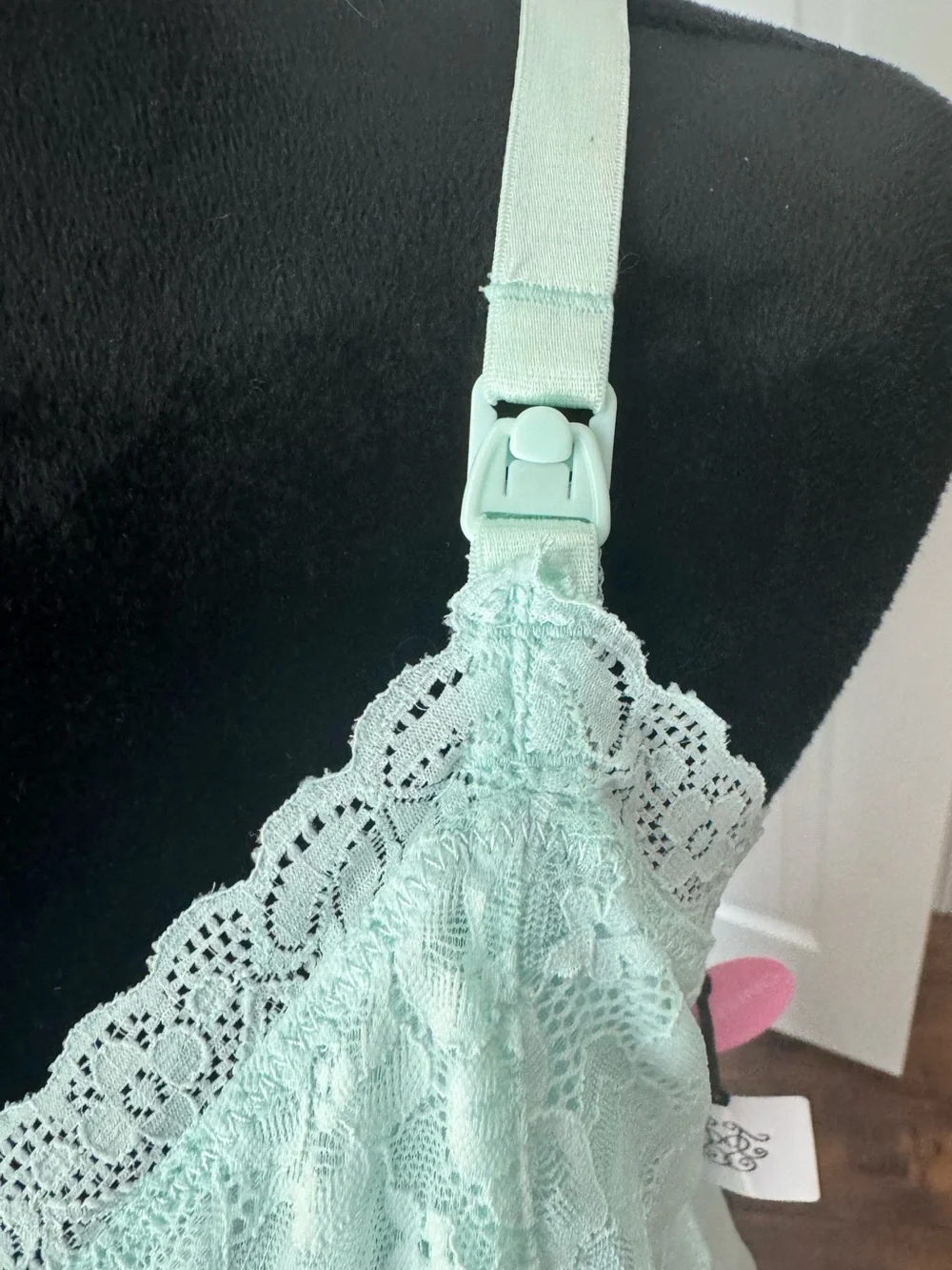 NWT Jessica Simpson Maternity Lace-Trim Sleep Chemise Light Green Mint Large